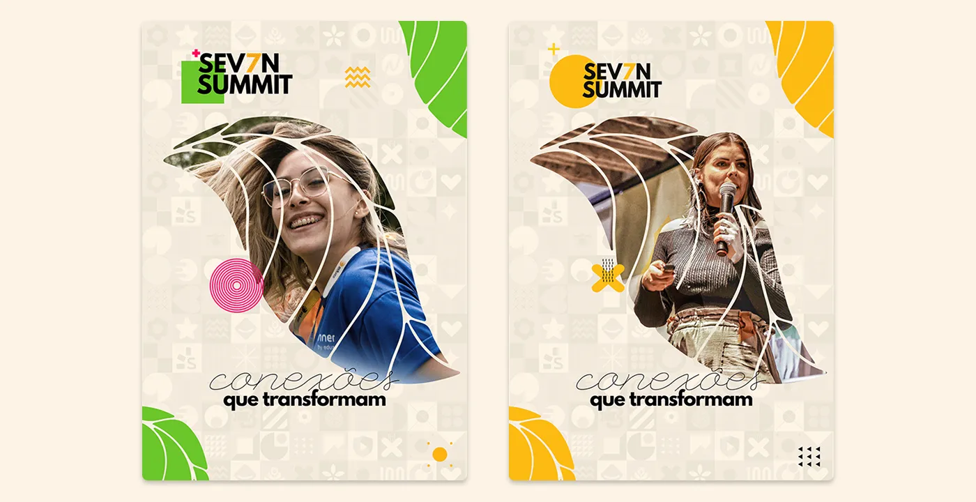 Peças para redes sociais com a identidade do evento