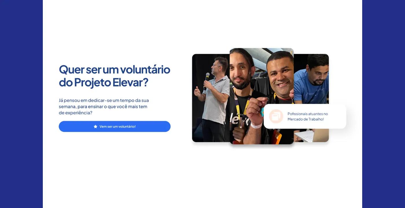 Seção de voluntariado com convite para participar