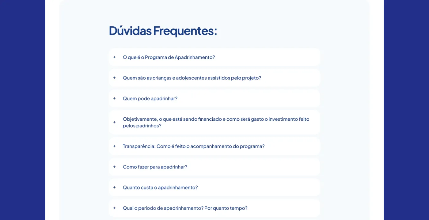 Perguntas frequentes sobre apadrinhamento e transparência