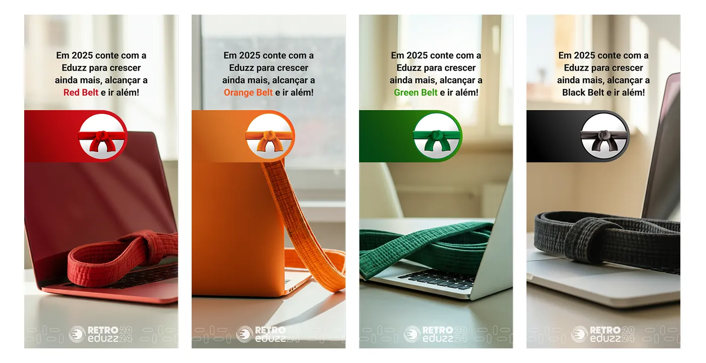 Quatro telas finais, cada uma com uma faixa diferente do programa de reconhecimento